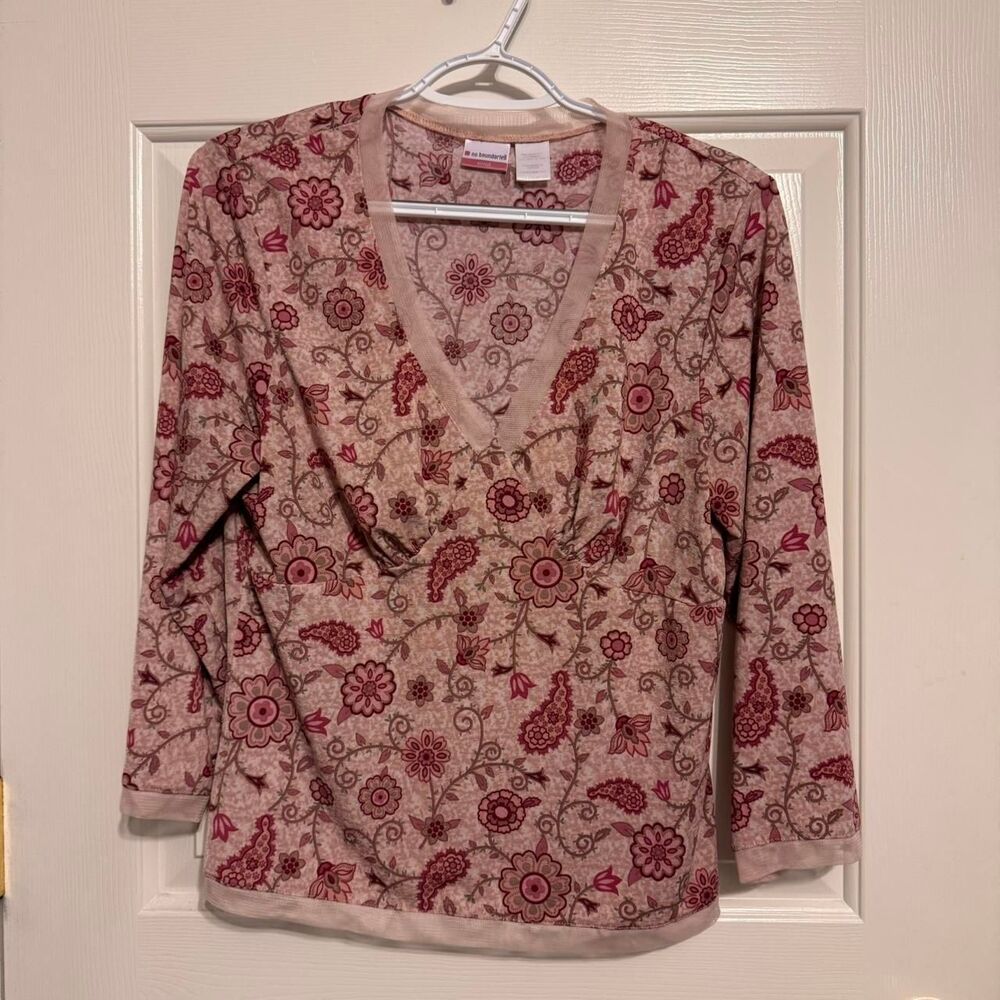 NoBo Y2K 90’s empire waist boho parsley floral top
